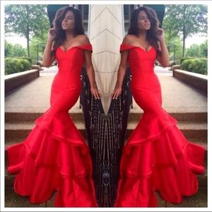Red Mermaid Jovani Dress Size 2